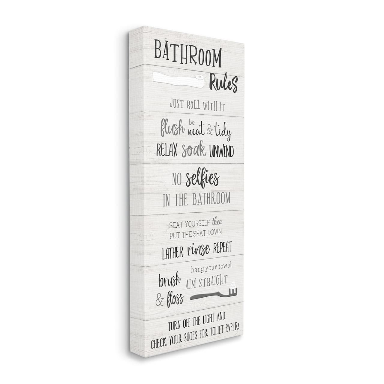 Stupell Industries Bathroom Rules Sign Toilet Paper Fun Phrases Canvas Wall Art